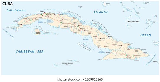 Republic of Cuba road vector map