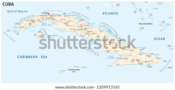 Republic Cuba Road Vector Map Stock Vector (Royalty Free) 1209913165 ...