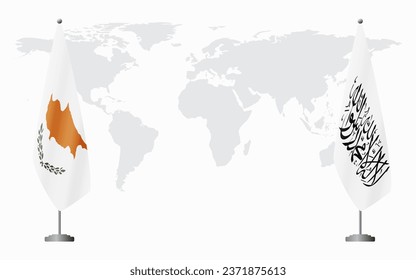 Republic of Cyprus and Afghanistan flags for official meeting against background of world map.