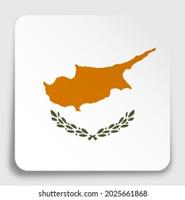 republic of Cyprus flag icon on paper square sticker with shadow. Button for mobile application or web. Vector