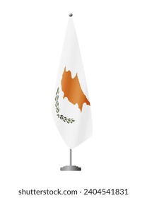 Republic of Cyprus flag on flag stand for official meetings, transparent background, vector