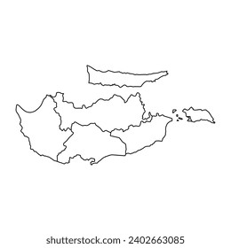 Republic of Cyprus map with administrative divisions. Vector illustration.
