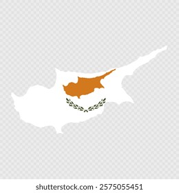 Republic of Cyprus map silhouette with flag.