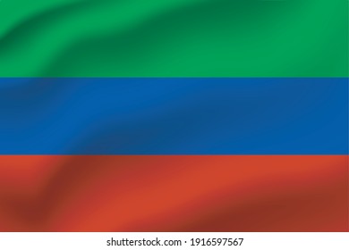 Republic of dagestan waving flag vector editable