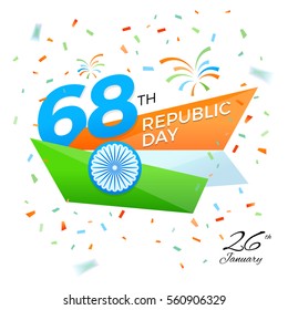 Republic day 68th celebration with Indian flag colors vector illustration