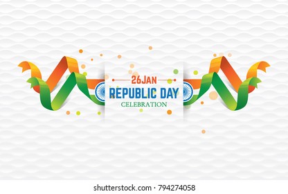 Republic Day Background with Indian National Flag Vector Illustration