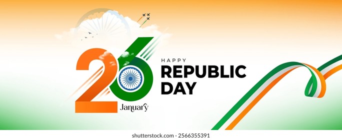 Republic Day Banner Design Template Illustration, Indian Republic Day Social Media Header Banner Template Design