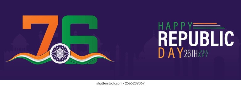 Republic Day Banner. Happy Republic Day and 26th January.

