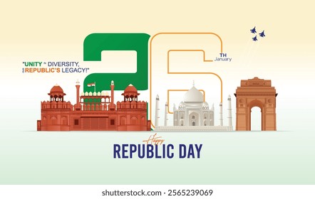 Republic Day Banner. Happy Republic Day and 26th January.
