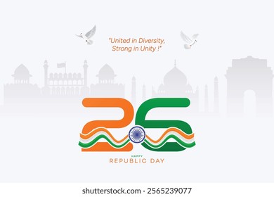 Republic Day Banner. Happy Republic Day and 26th January.
