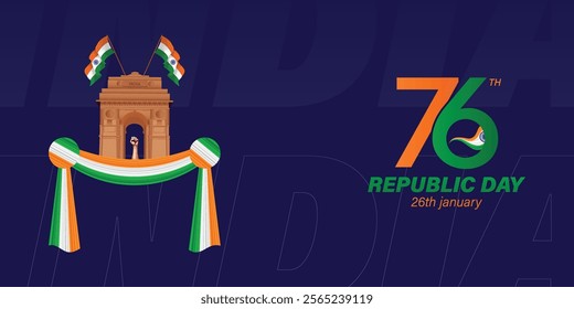 Republic Day Banner. Happy Republic Day and 26th January.
