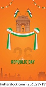 Republic Day Banner. Happy Republic Day and 26th January.
