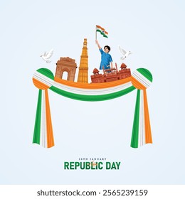 Republic Day Banner. Happy Republic Day and 26th January.
