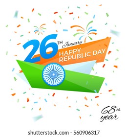 Republic day celebration with Indian flag colors vector illustration