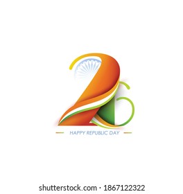 Republic day celebration with text 26 January