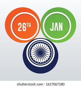 Republic day celebration,26 january. Vector Illustration. Indian famous monuments, symbol background with text India.