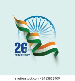 Republic Day celebrations with 26th January india, try color, with indian flag, vector illustration design