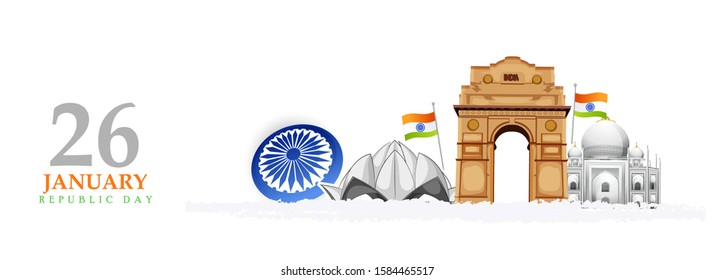 Republic day concept with text 26 January.