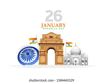 Republic day concept with text 26 January.