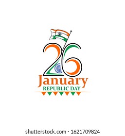 Republic day concept with text 26 January.