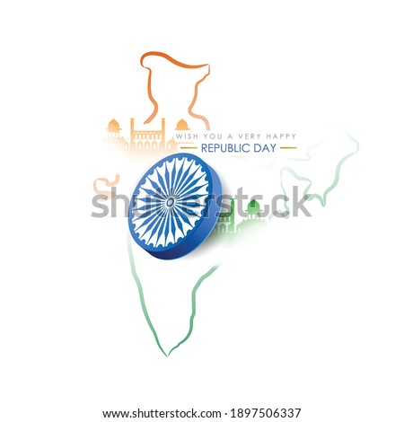 Republic day concept with text 26 January, indian monuments