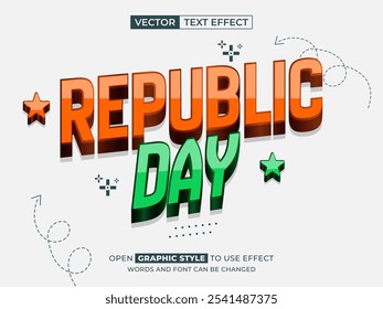 republic day editable text, font effect, 3d text for title