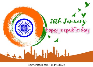 Republic Day Festival Greeting Card Beautiful Stock Vector (royalty 