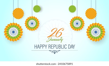 Republic Day Greeting Card Majestic Blue Background Symbolizing Vast Sky and Freedom. Celebrating the Grandeur of India's Republic Day with Pride and Dignity