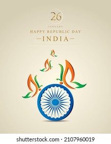 Republic day greetings with national color and symbol.