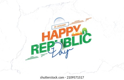 
Republic day illustration  with text 26 January.