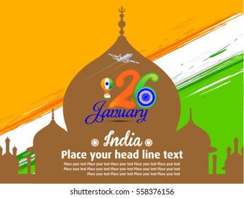 Republic Day of India 26 January Taj Mahal Vector illustration 