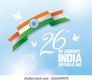 Republic Day of India. 26 th of January. Greeting card. Vector illustration