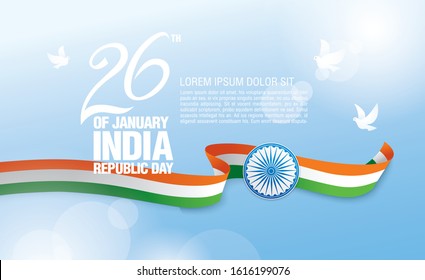 Republic Day of India. 26 th of January. Greeting card. Vector illustration