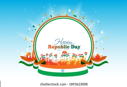 Republic day of India background ideas with  tricolor flag, India get, people, parade, celebration, monuments and kite flying