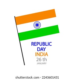 Republic day india flag 26 january, vector art illustration.