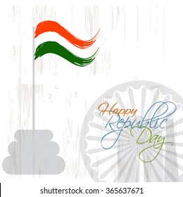 Republic day india illustration or greeting design with Asoka wheel.