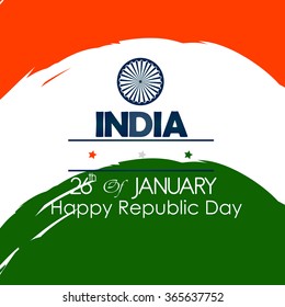 Republic day india illustration or greeting design with Asoka wheel.