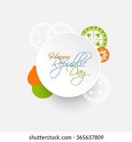 Republic day india illustration or greeting design with Asoka wheel.