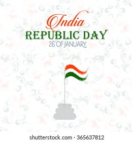 Republic day india illustration or greeting design with Asoka wheel.