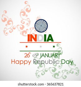 Republic day india illustration or greeting design with Asoka wheel.