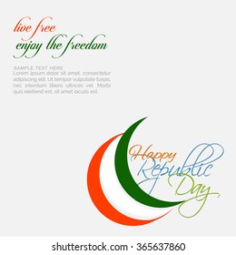 Republic day india illustration or greeting design with Asoka wheel.