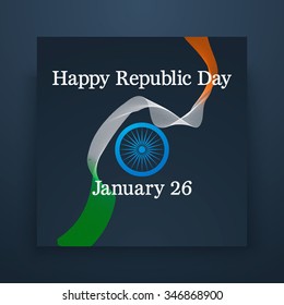 Republic day in India (January 26), waving concept background. Ribbon flag on a sheet of paper. Vector illustration