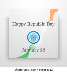 Republic day in India (January 26), waving concept background. Ribbon flag on a sheet of paper. Vector illustration