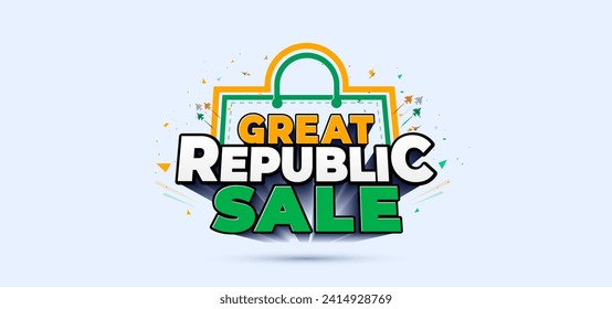 Republic Day of India sale, shopping, offer, deal discount, web banner poster and logo design. Sales and shopping, advertisment concept. Vector design