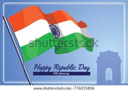 Republic day of India vector creatives for army air-force  and navy with flying flag created on 16th december 