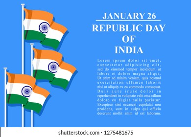 Republic day of India vector illustration. Suitable for greeting card, poster and banner.