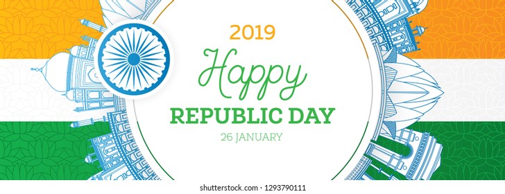 Republic Day in India. Vector Illustration. 26 January and Indian Flag