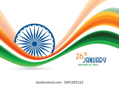 Republic Day Of India Wavy Flag Background Design