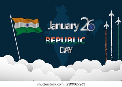 Republic day and Indian flag flying poster ,banner design template vector illustration.