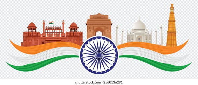 Republic Day, Indian Independence Day, Navy Day, Indian Army Day, kargil vijay diwas.  Indian Flag sale, Offer. India's Landmarks with Flag,
